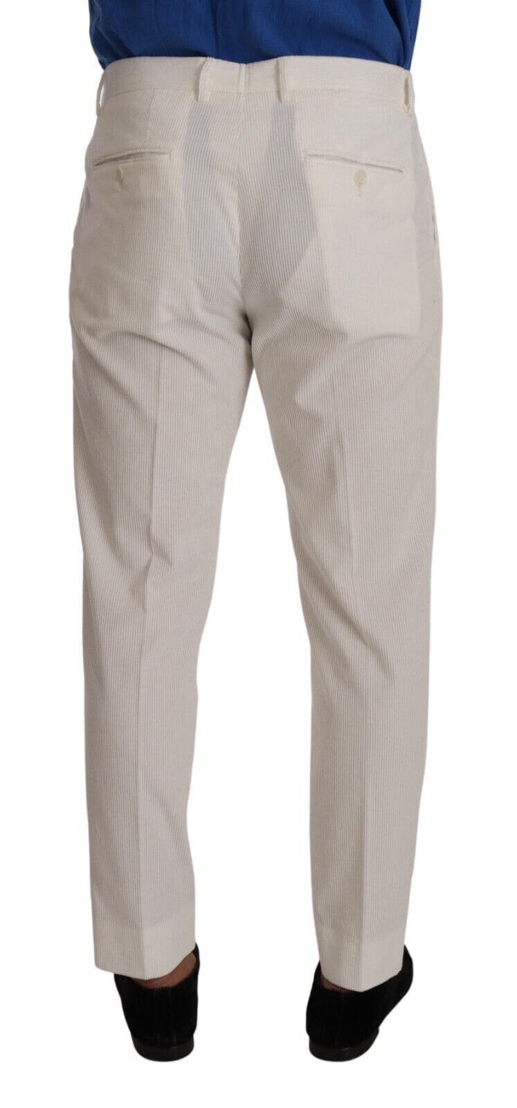 Pantalon fuselé élégant en velours côtelé Dolce &amp; Gabbana en blanc cassé