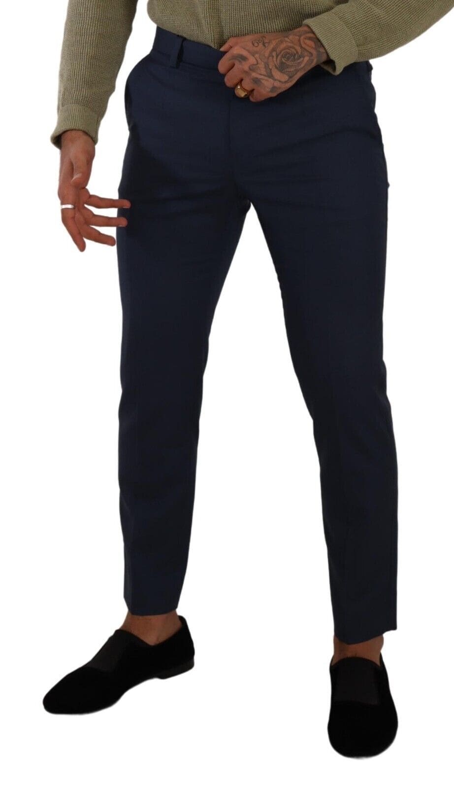 Pantalon habillé slim bleu foncé élégant Dolce &amp; Gabbana