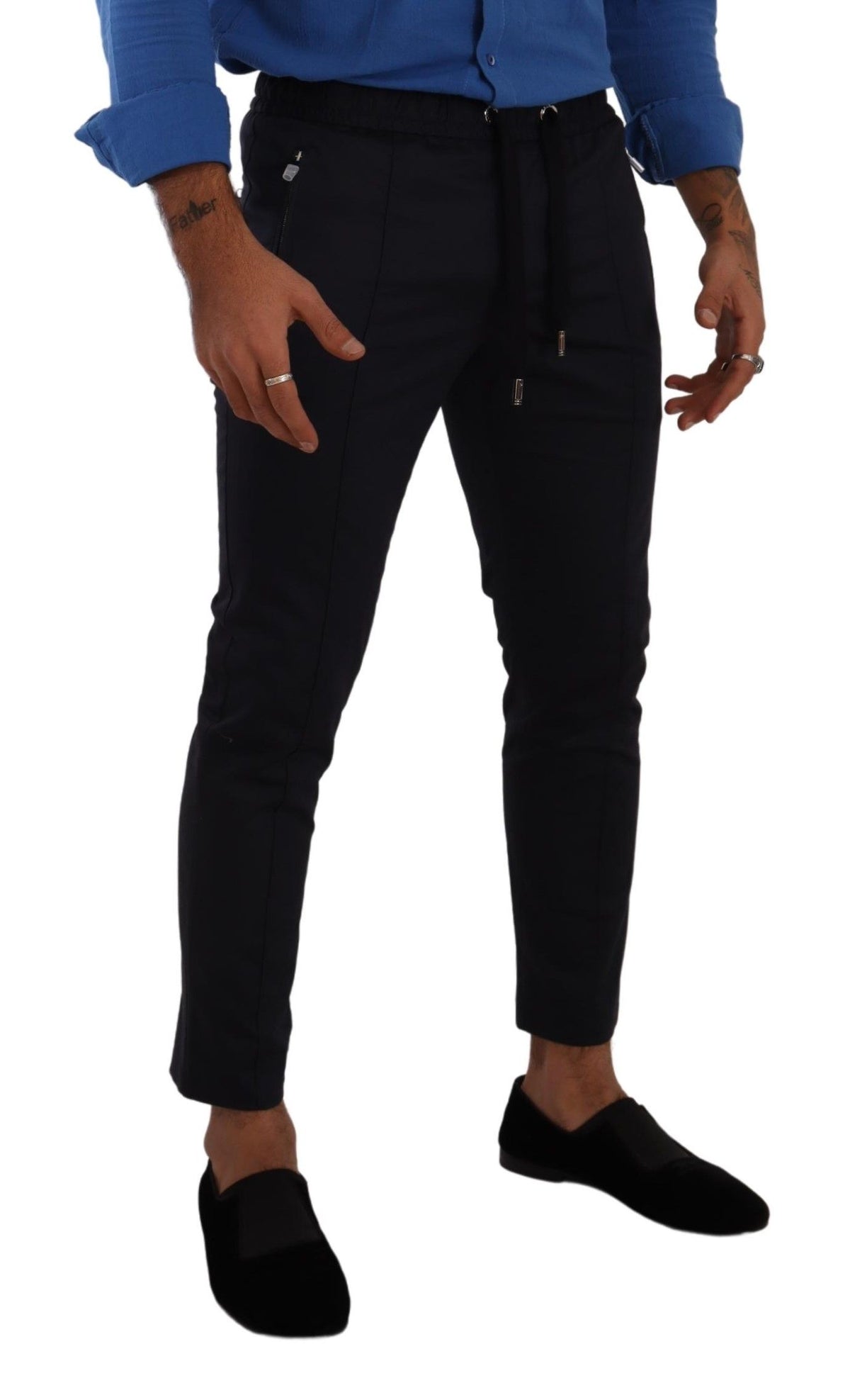 Pantalon de jogging skinny bleu foncé élégant Dolce &amp; Gabbana