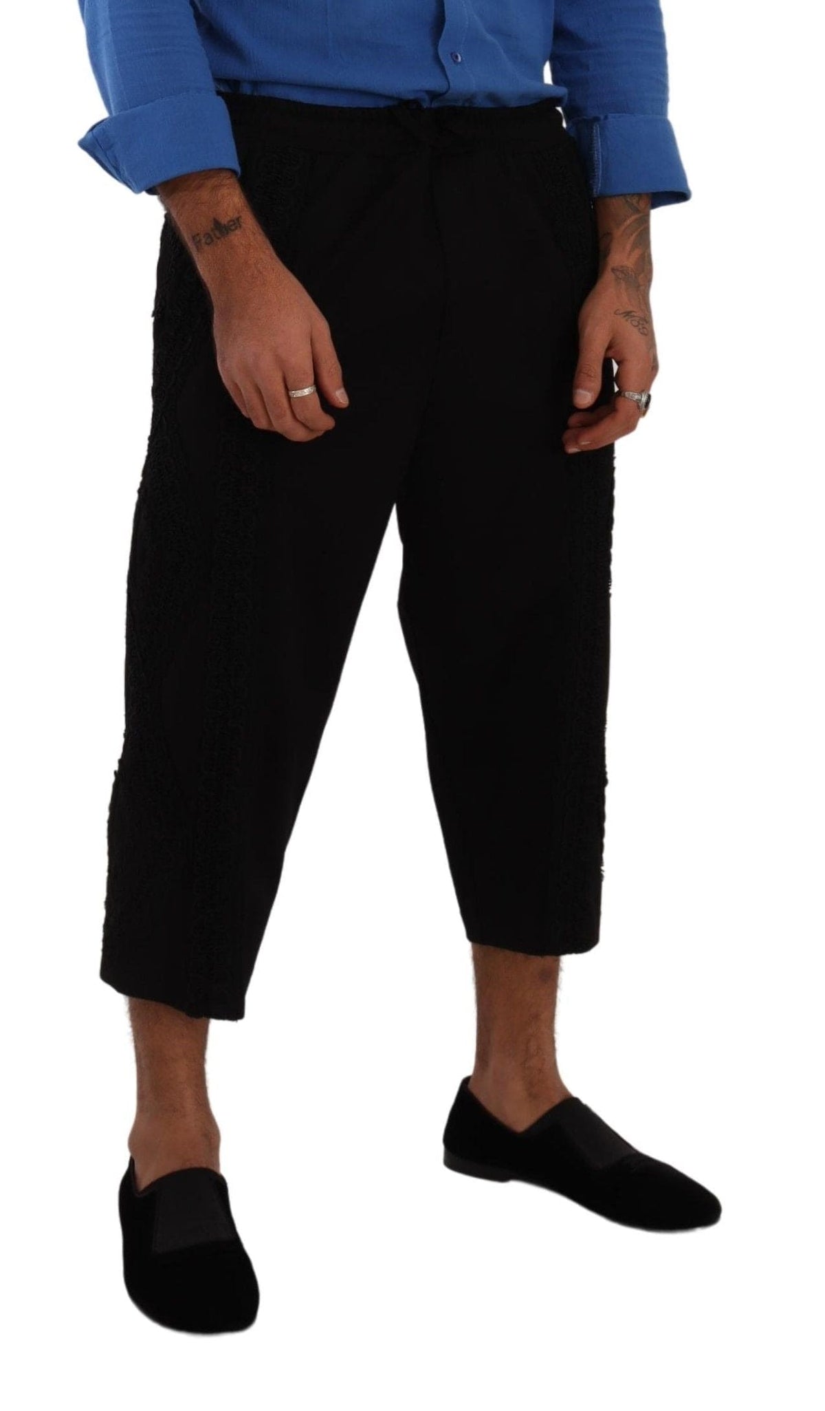 Pantalon court élégant en coton mélangé noir Dolce &amp; Gabbana