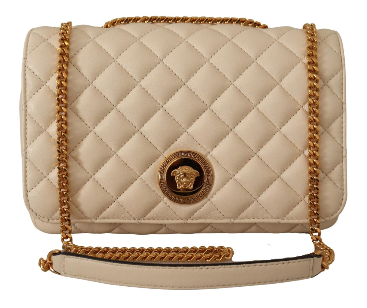 Bolso de hombro elegante de piel de napa blanca de Versace