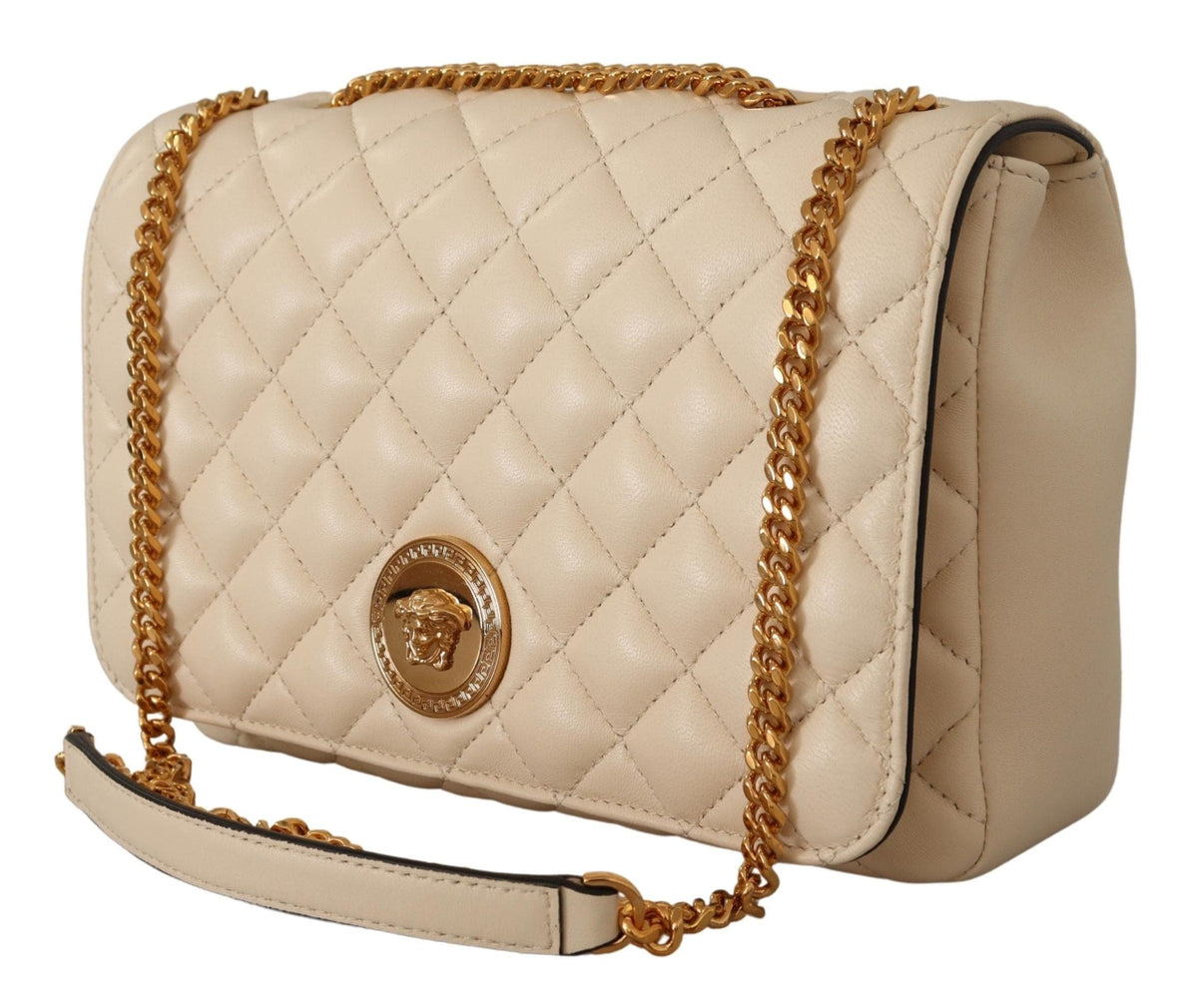 Bolso de hombro elegante de piel de napa blanca de Versace