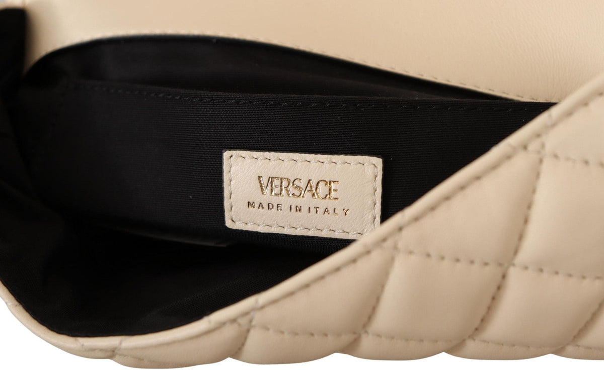 Sac à bandoulière élégant en cuir nappa blanc Versace