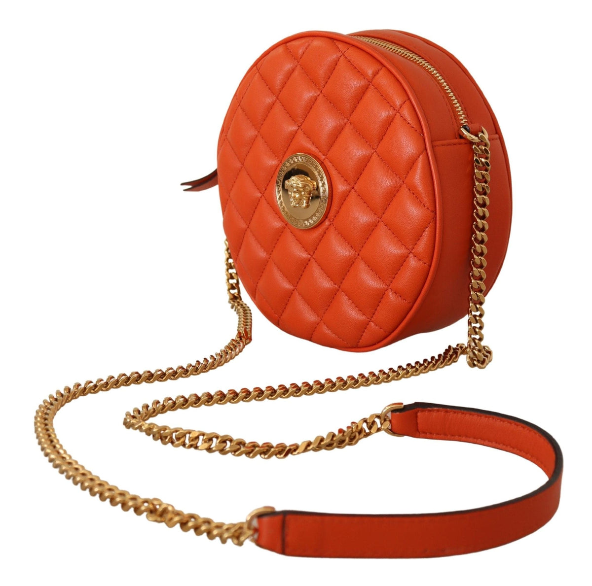 Bolso bandolera elegante de piel de napa redondo de Versace