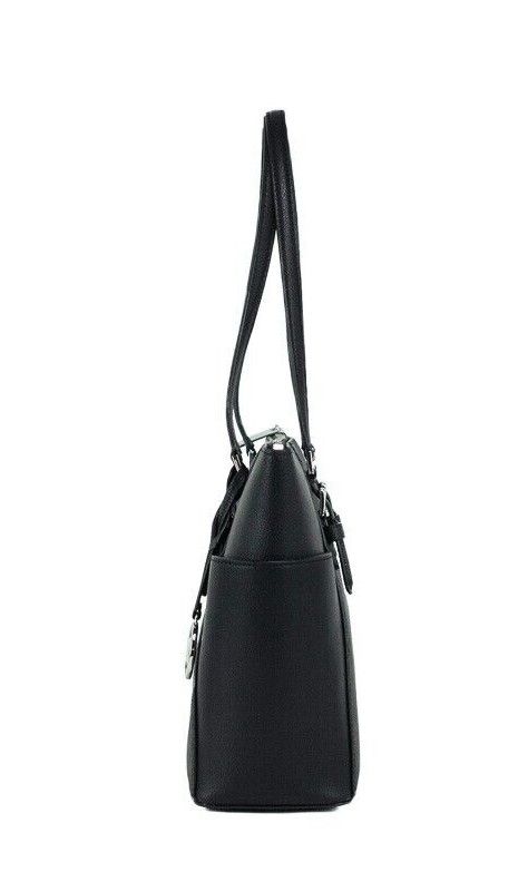 Bolso de mano grande con cremallera superior de piel de PVC negra Charlotte de Michael Kors