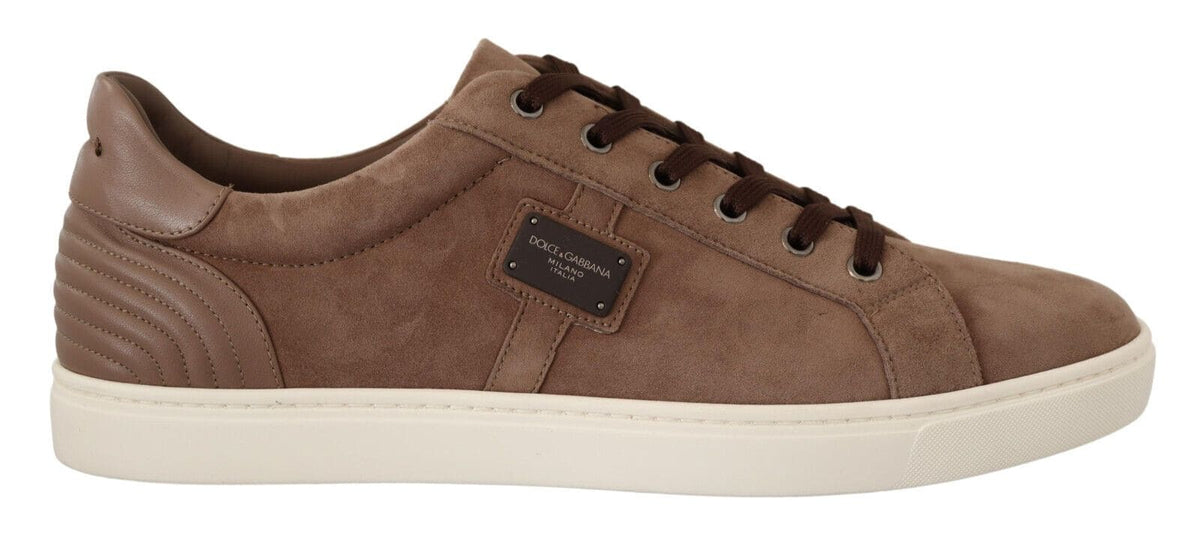 Baskets élégantes en cuir marron Dolce &amp; Gabbana pour hommes