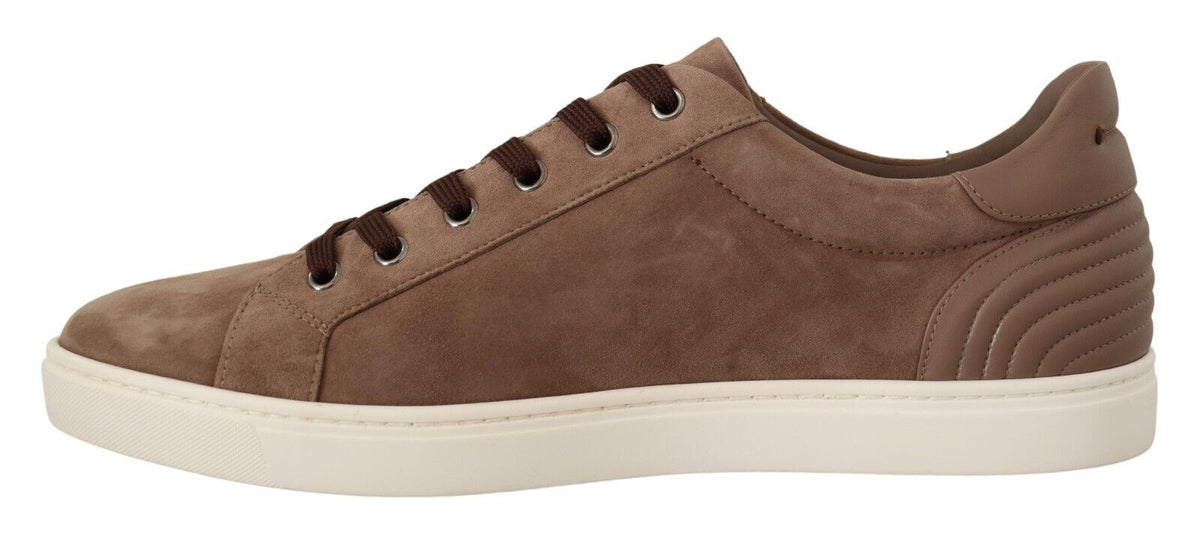 Baskets élégantes en cuir marron Dolce &amp; Gabbana pour hommes