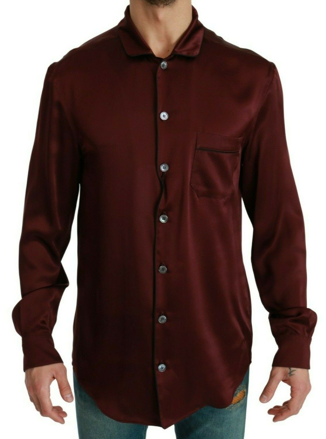 Chemise en soie bordeaux inspirée du pyjama Dolce &amp; Gabbana