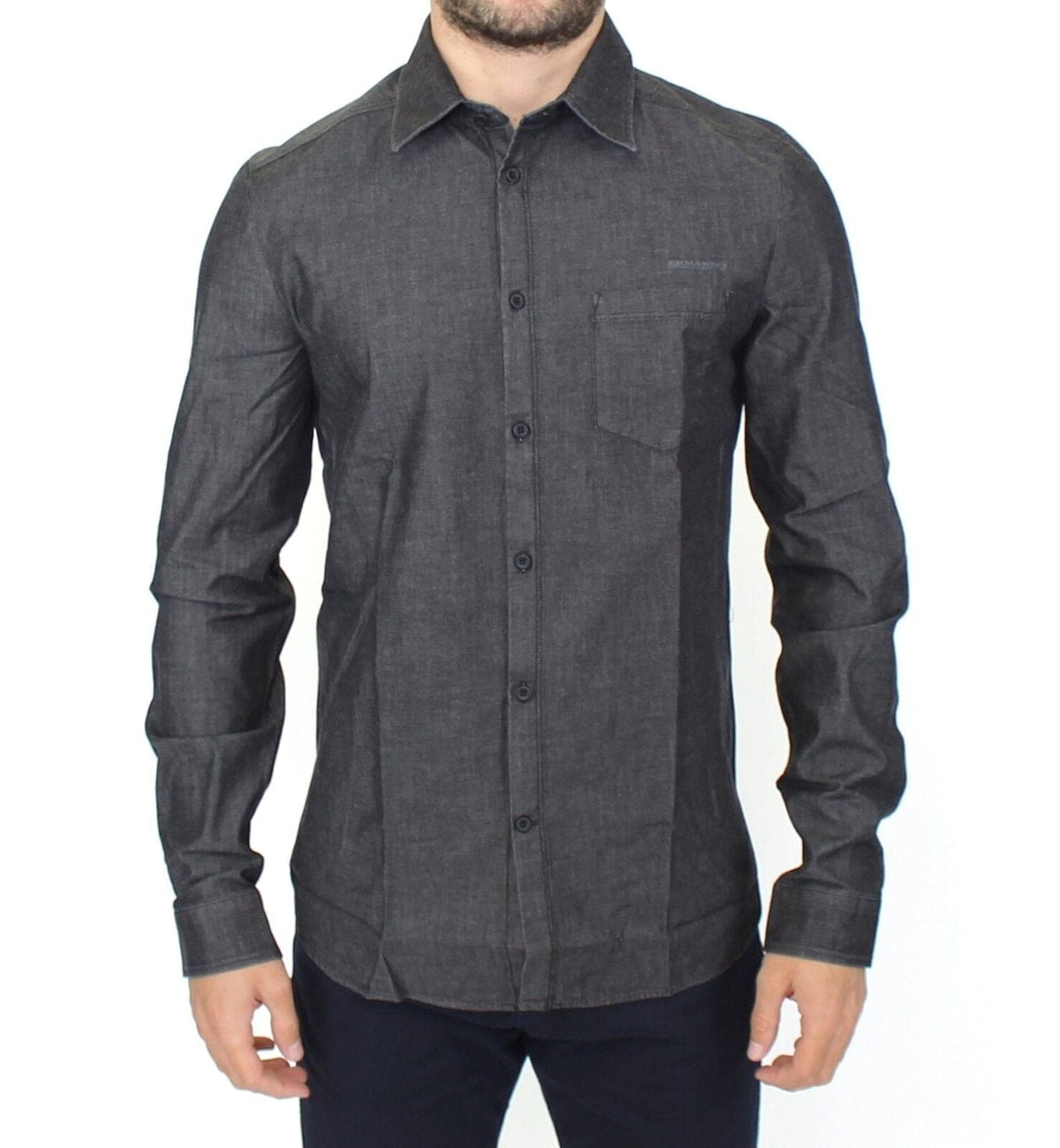 Ermanno Scervino Elegante camisa casual de mezclilla elástica gris