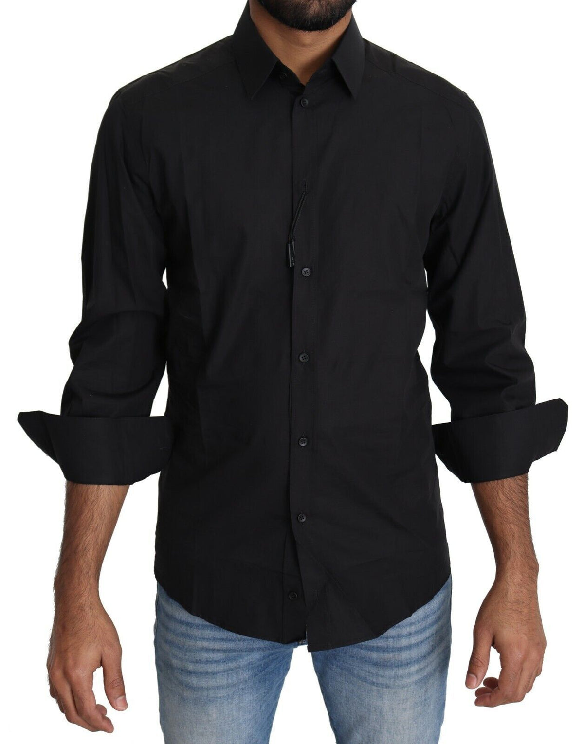 Camisa de vestir elegante de corte entallado en color negro de Dolce &amp; Gabbana