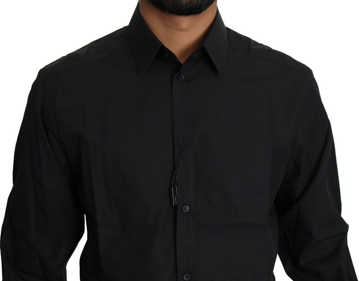 Camisa de vestir elegante de corte entallado en color negro de Dolce &amp; Gabbana