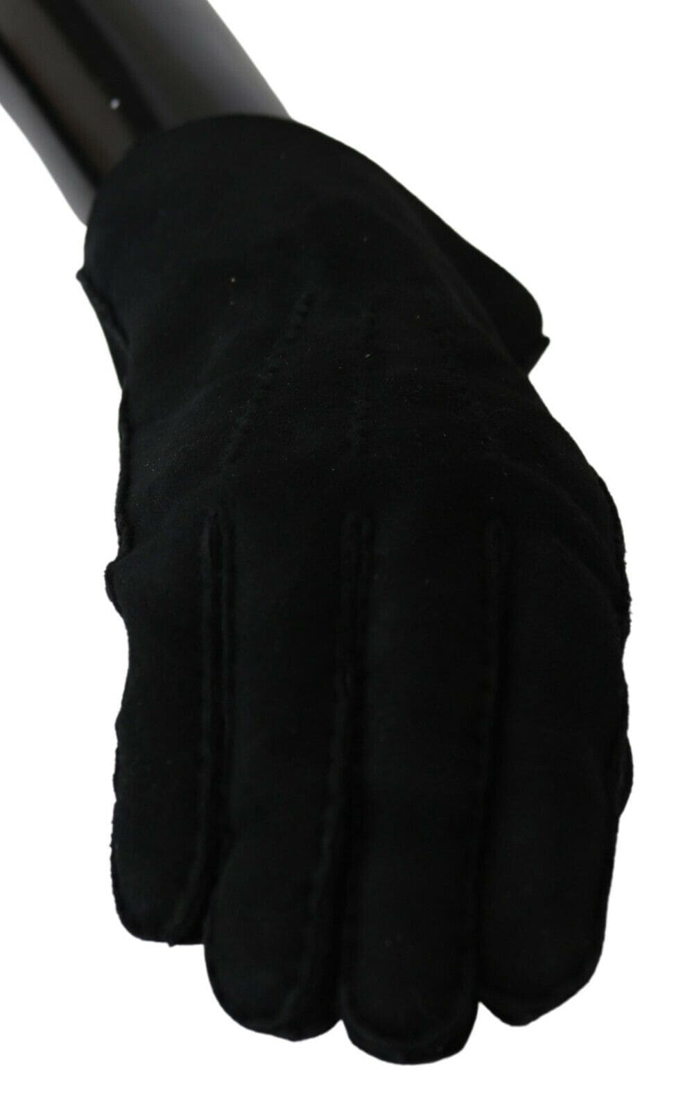 Gants de motard élégants en cuir noir Dolce &amp; Gabbana