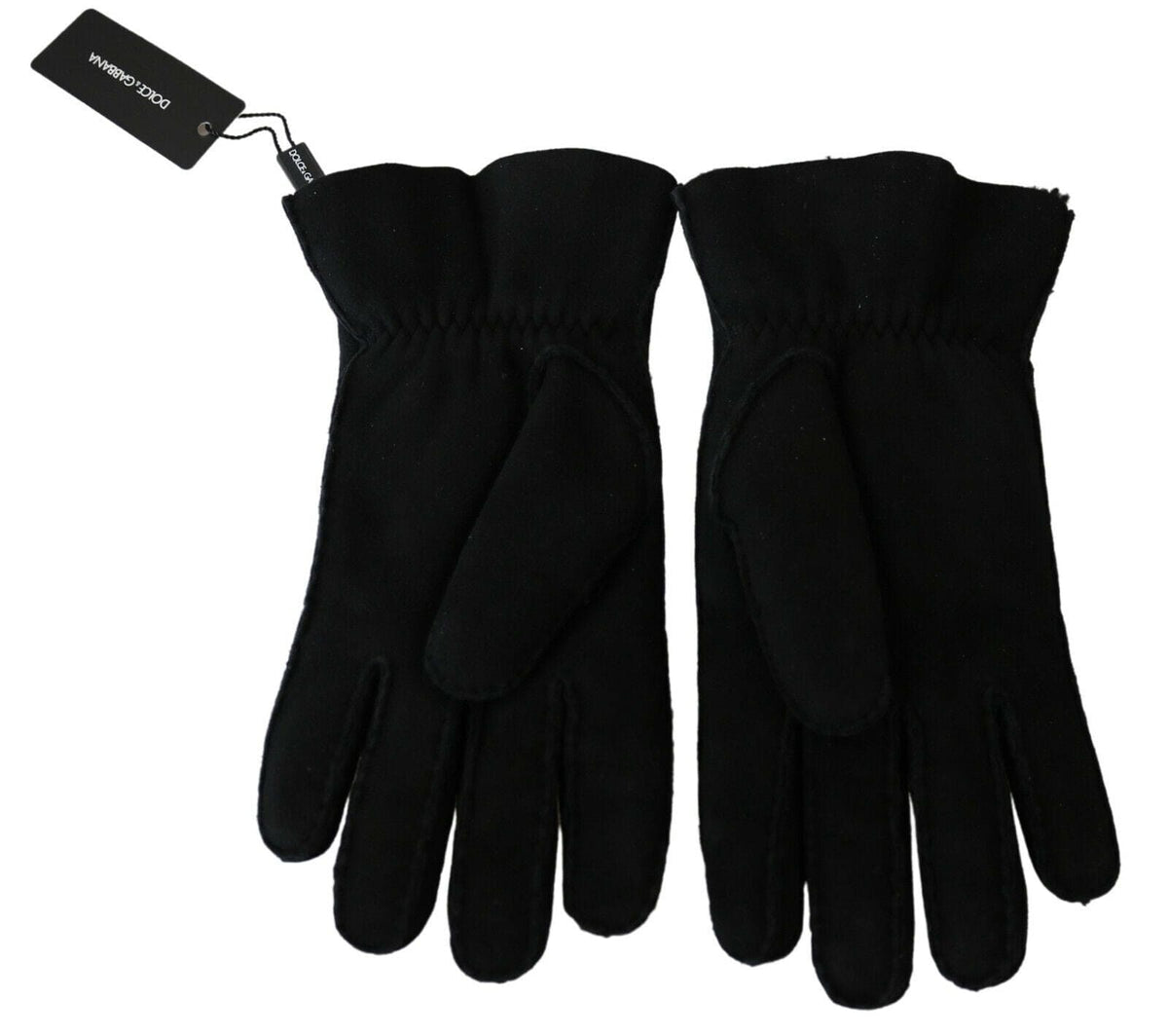 Gants de motard élégants en cuir noir Dolce &amp; Gabbana