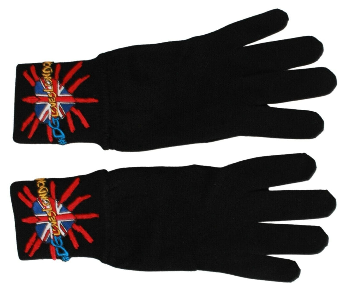 Guantes elegantes de lana virgen negra de Dolce &amp; Gabbana