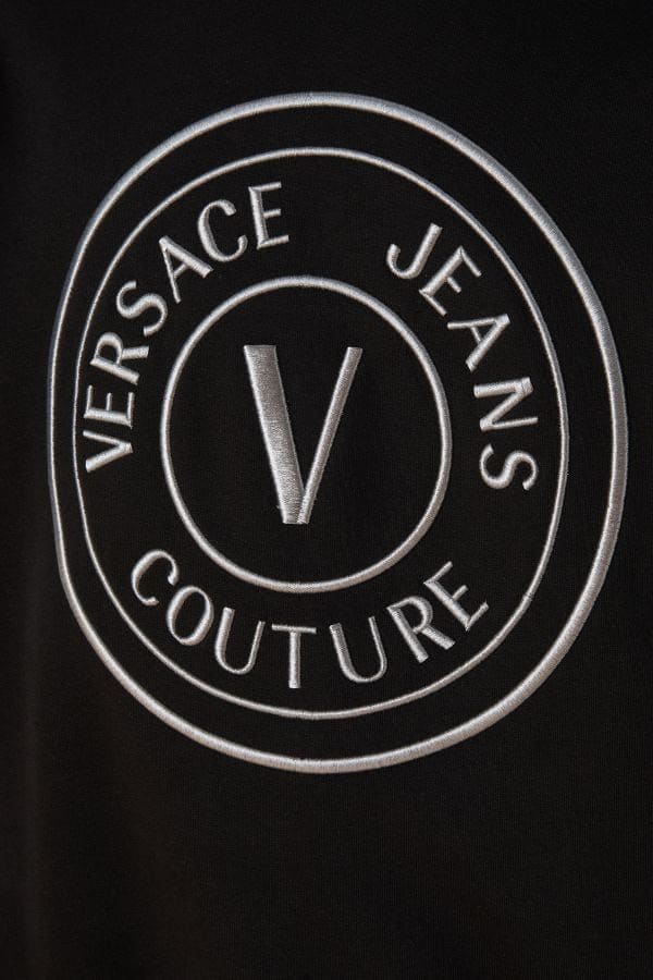 Sweat-shirt à capuche en coton noir Versace Jeans