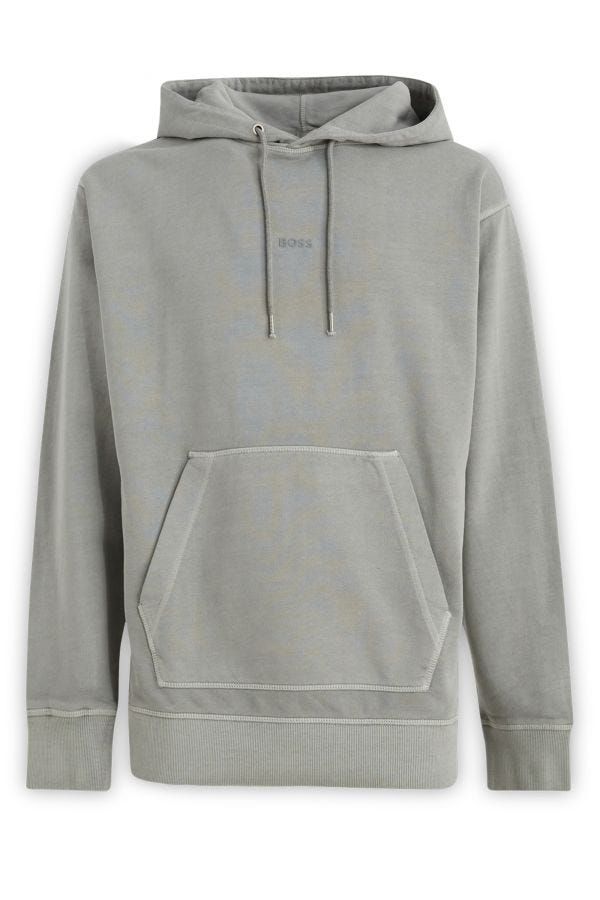 Sweat-shirt à capuche en coton gris élégant Hugo Boss