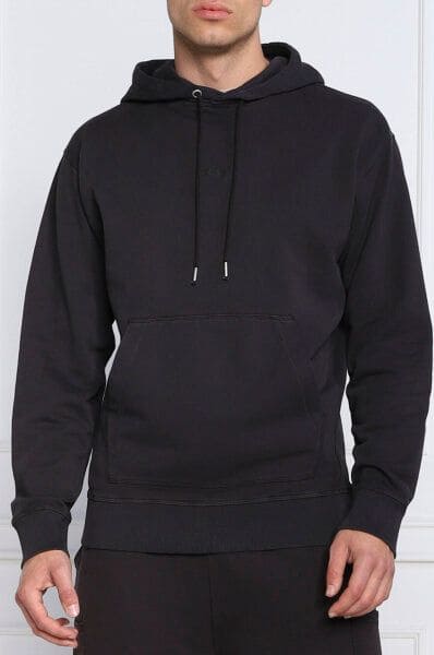 Sudadera con capucha de algodón azul oscuro elegante de Hugo Boss