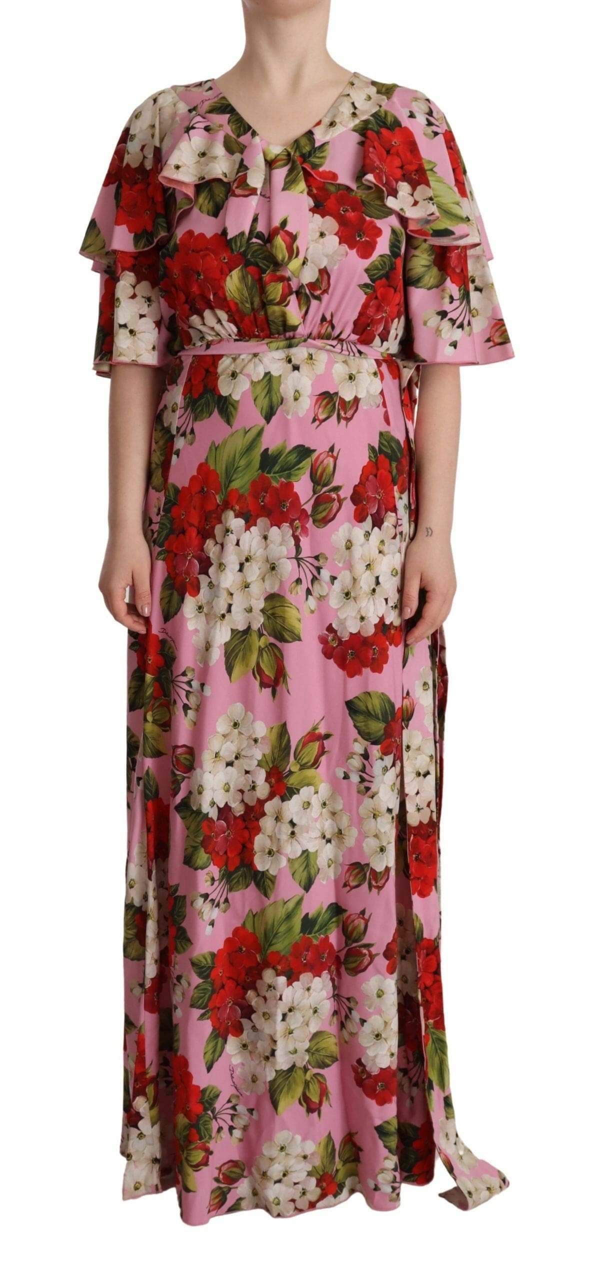 Robe longue en soie à imprimé floral enchanteur Dolce &amp; Gabbana