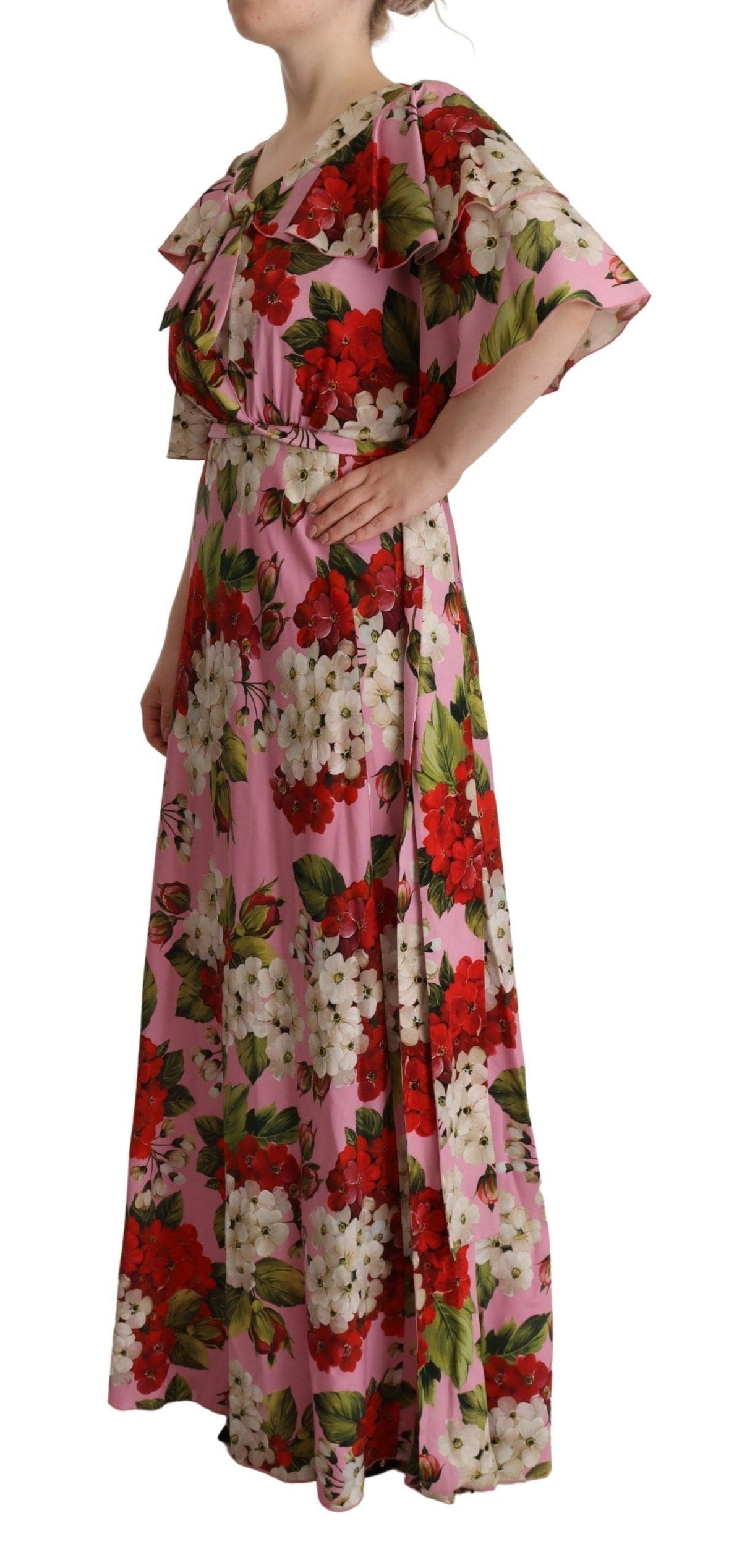 Robe longue en soie à imprimé floral enchanteur Dolce &amp; Gabbana