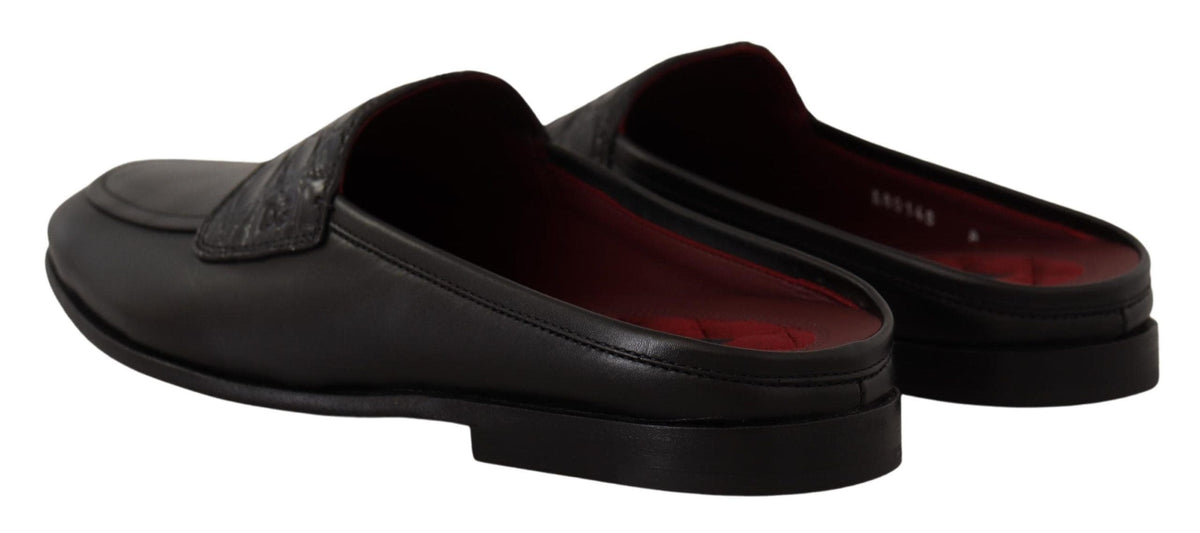 Claquettes en cuir noir et bordeaux Dolce &amp; Gabbana