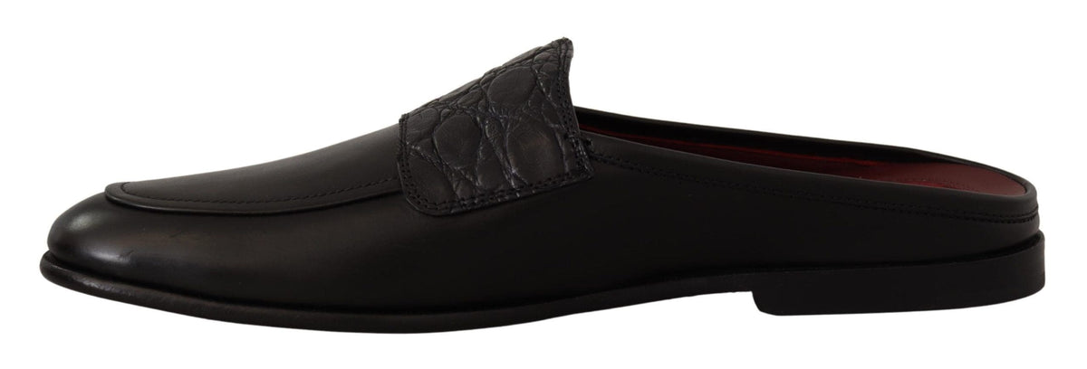 Claquettes en cuir noir et bordeaux Dolce &amp; Gabbana