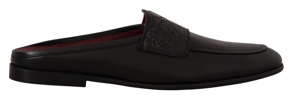 Claquettes en cuir noir et bordeaux Dolce &amp; Gabbana