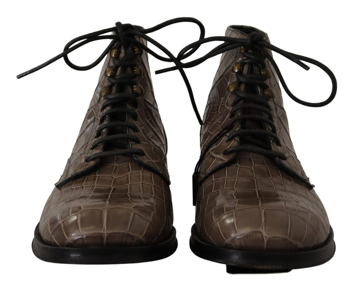 Botas Derby Brogue con efecto cocodrilo de Dolce &amp; Gabbana