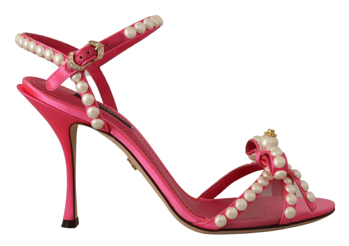 Sandales à talons élégantes ornées de perles roses Dolce &amp; Gabbana