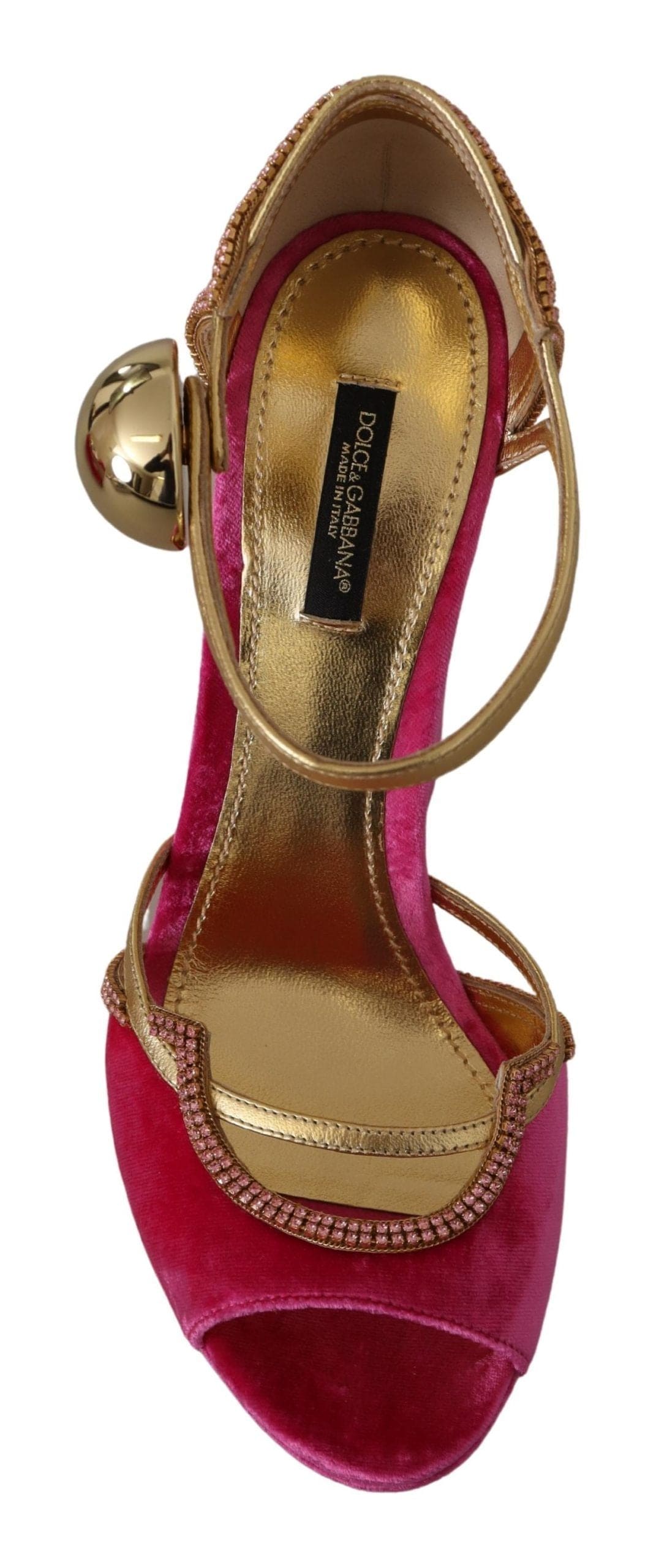 Sandales Dolce &amp; Gabbana en velours rose et cristaux