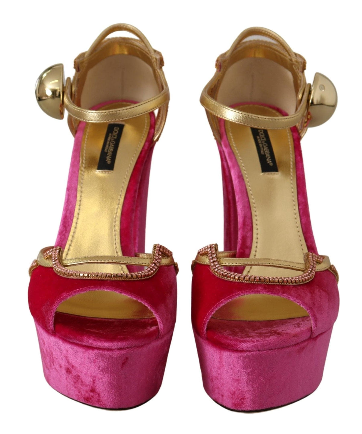 Sandales Dolce &amp; Gabbana en velours rose et cristaux