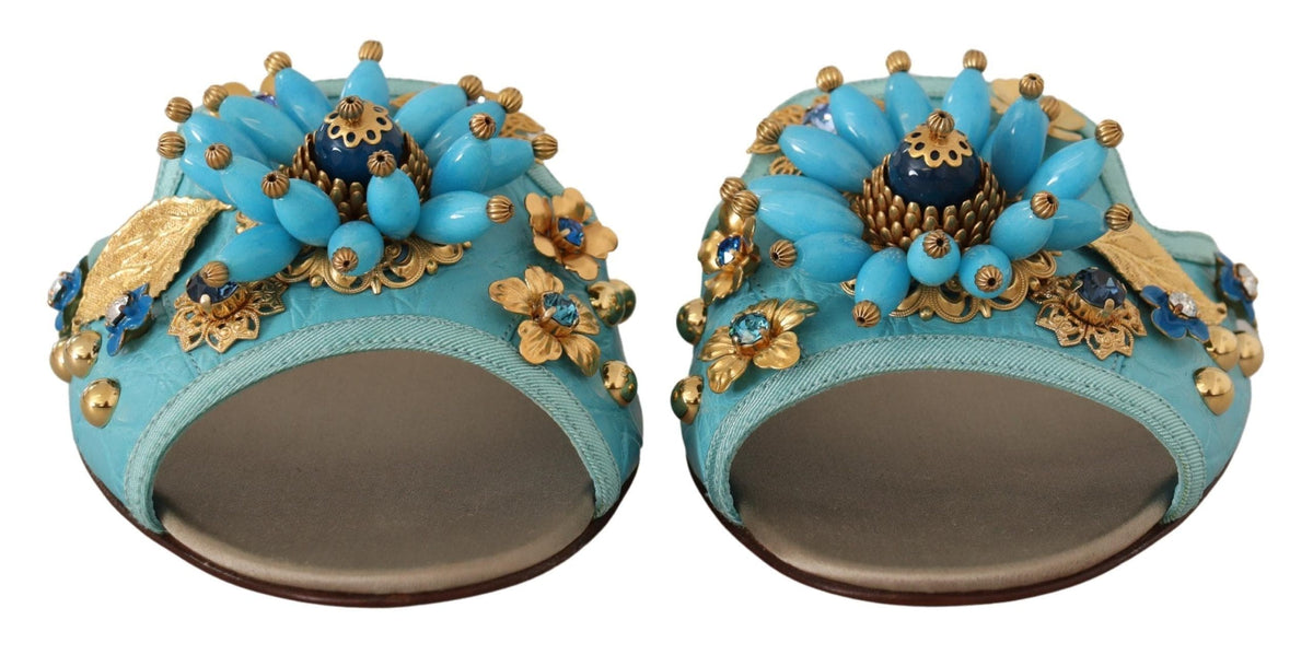 Sandalias de piel exótica adornadas con cristales de Dolce &amp; Gabbana