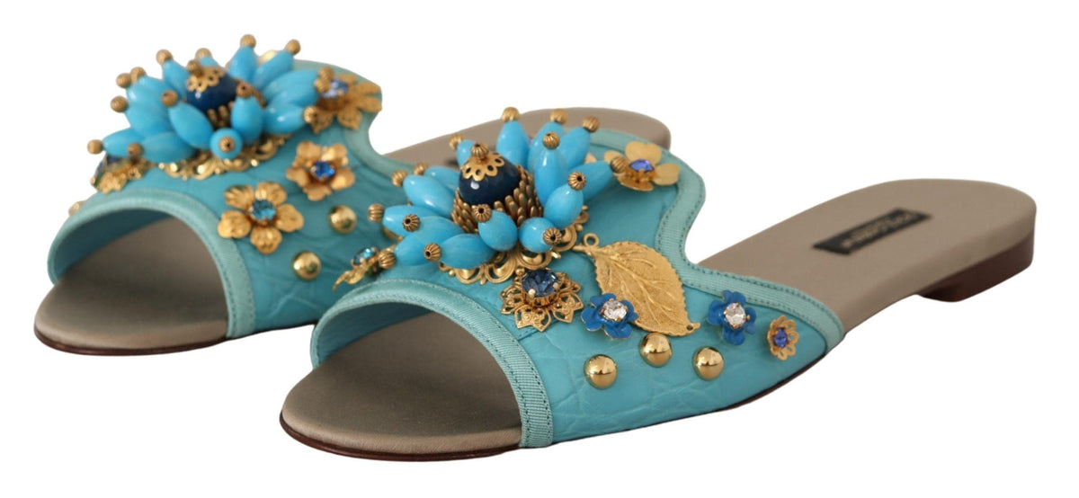 Sandalias de piel exótica adornadas con cristales de Dolce &amp; Gabbana