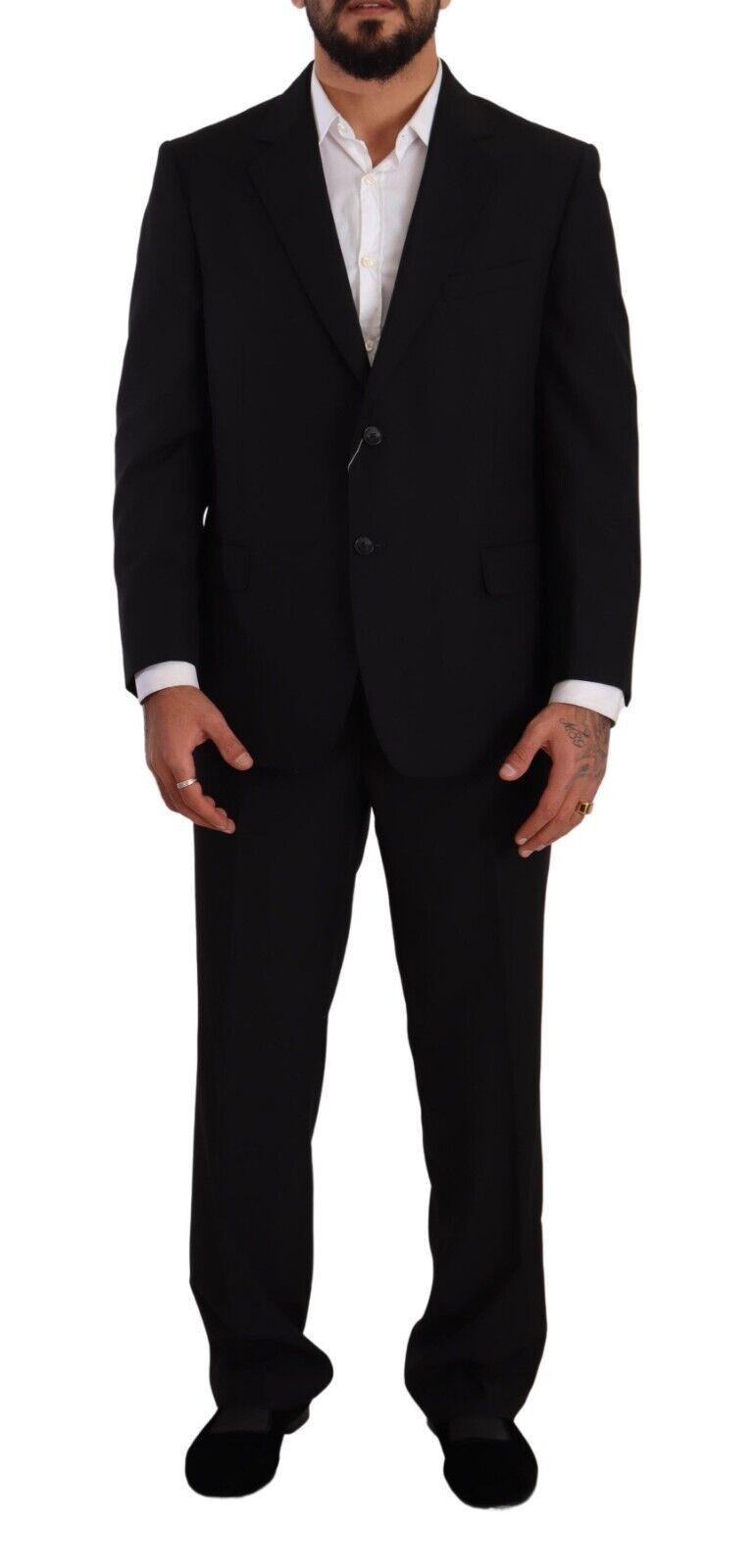 Elegante conjunto de traje negro de dos piezas de Domenico Tagliente