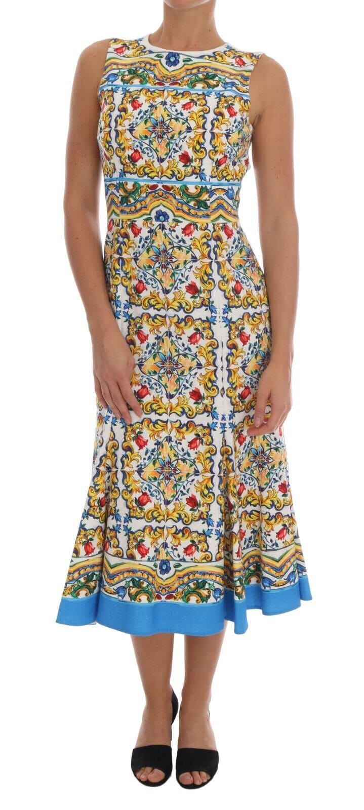 Vestido tubo midi con estampado Majolica de Dolce &amp; Gabbana