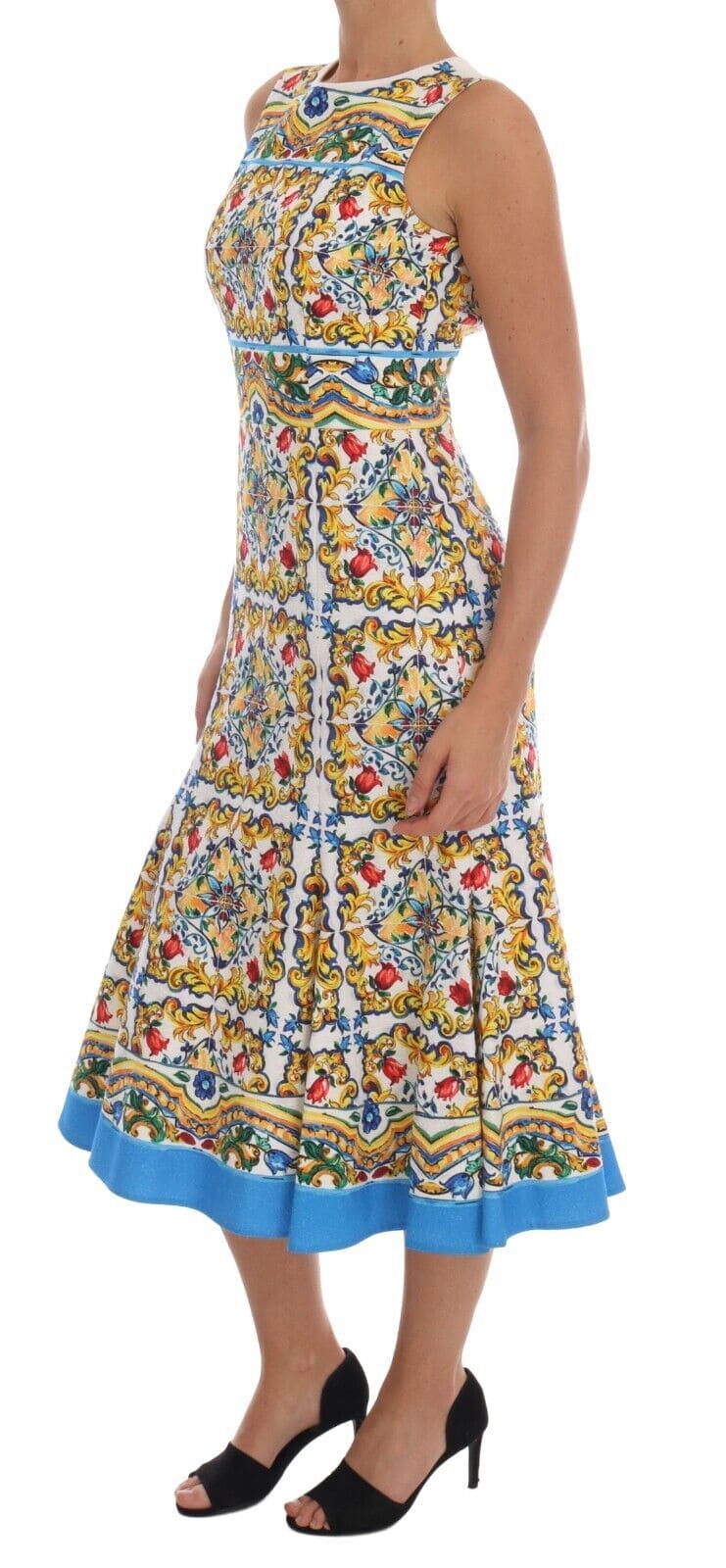 Vestido tubo midi con estampado Majolica de Dolce &amp; Gabbana