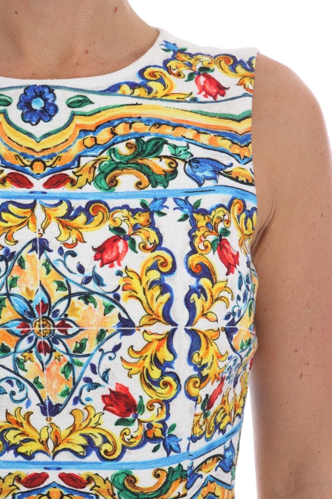 Vestido tubo midi con estampado Majolica de Dolce &amp; Gabbana