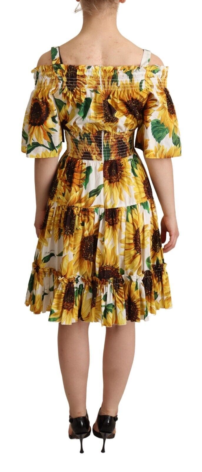 Robe élégante à épaules dénudées à imprimé tournesol de Dolce &amp; Gabbana