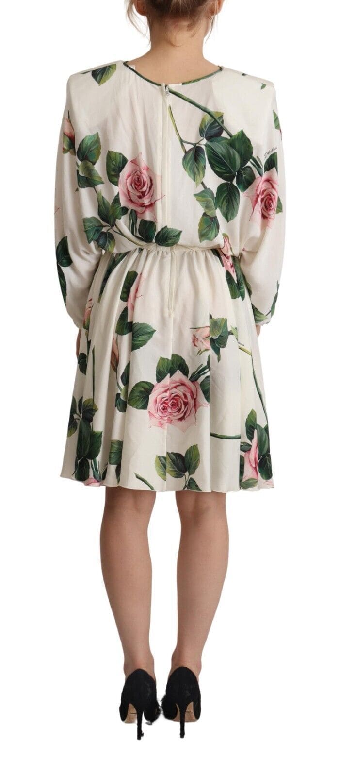 Robe trapèze élégante en soie à imprimé floral Dolce &amp; Gabbana