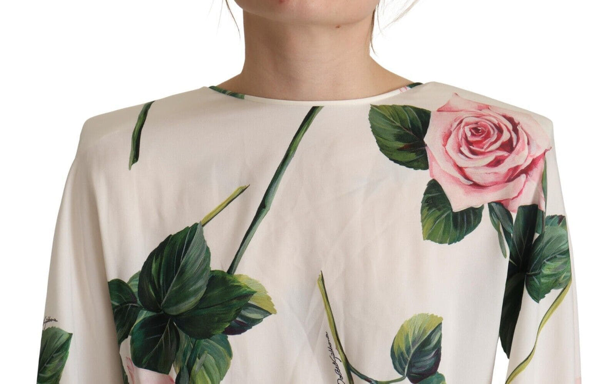 Robe trapèze élégante en soie à imprimé floral Dolce &amp; Gabbana