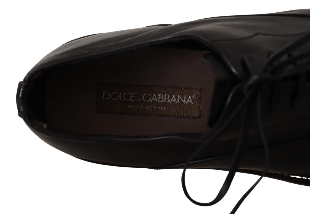 Zapatos formales Derby elegantes de cuero negro de Dolce &amp; Gabbana