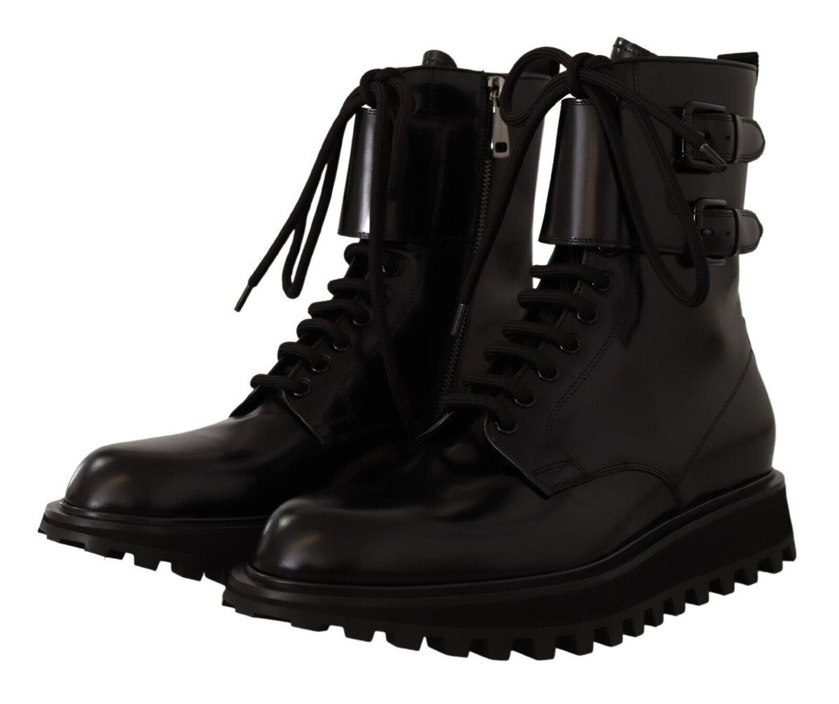 Bottines élégantes en cuir noir Dolce &amp; Gabbana