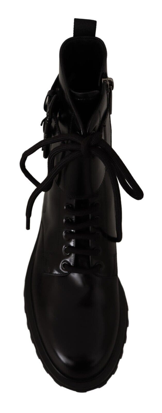 Bottines élégantes en cuir noir Dolce &amp; Gabbana