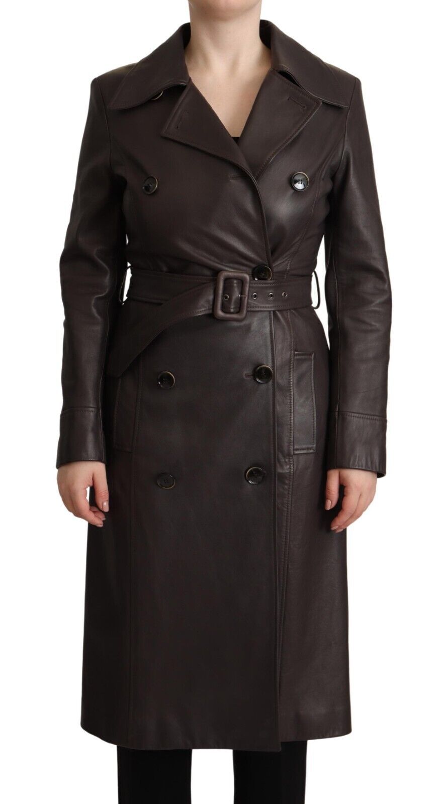 Manteau élégant en cuir d'agneau croisé Dolce &amp; Gabbana