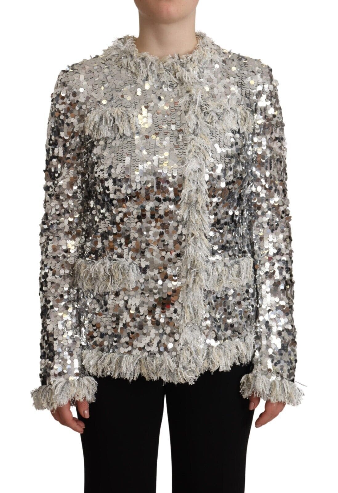 Manteau veste à paillettes argentées chic Dolce &amp; Gabbana