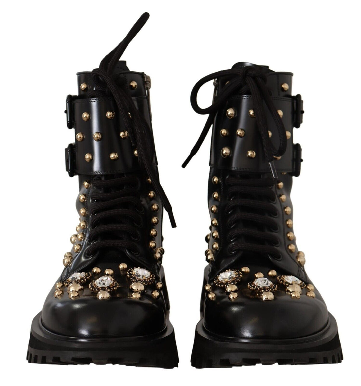 Botas formales negras con tachuelas de cristal de Dolce &amp; Gabbana