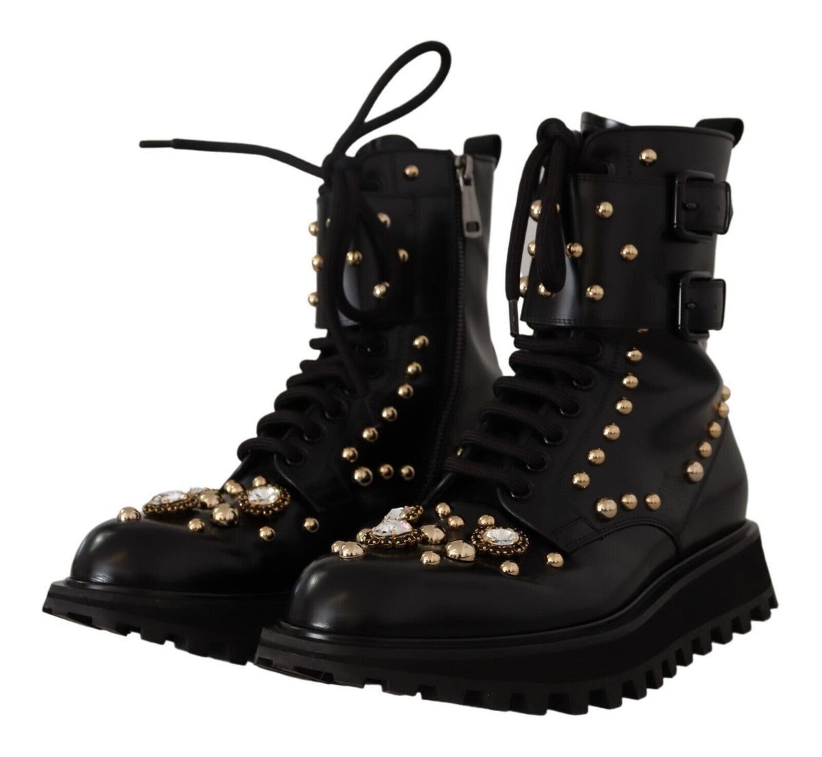 Bottes habillées noires à cristaux Dolce &amp; Gabbana