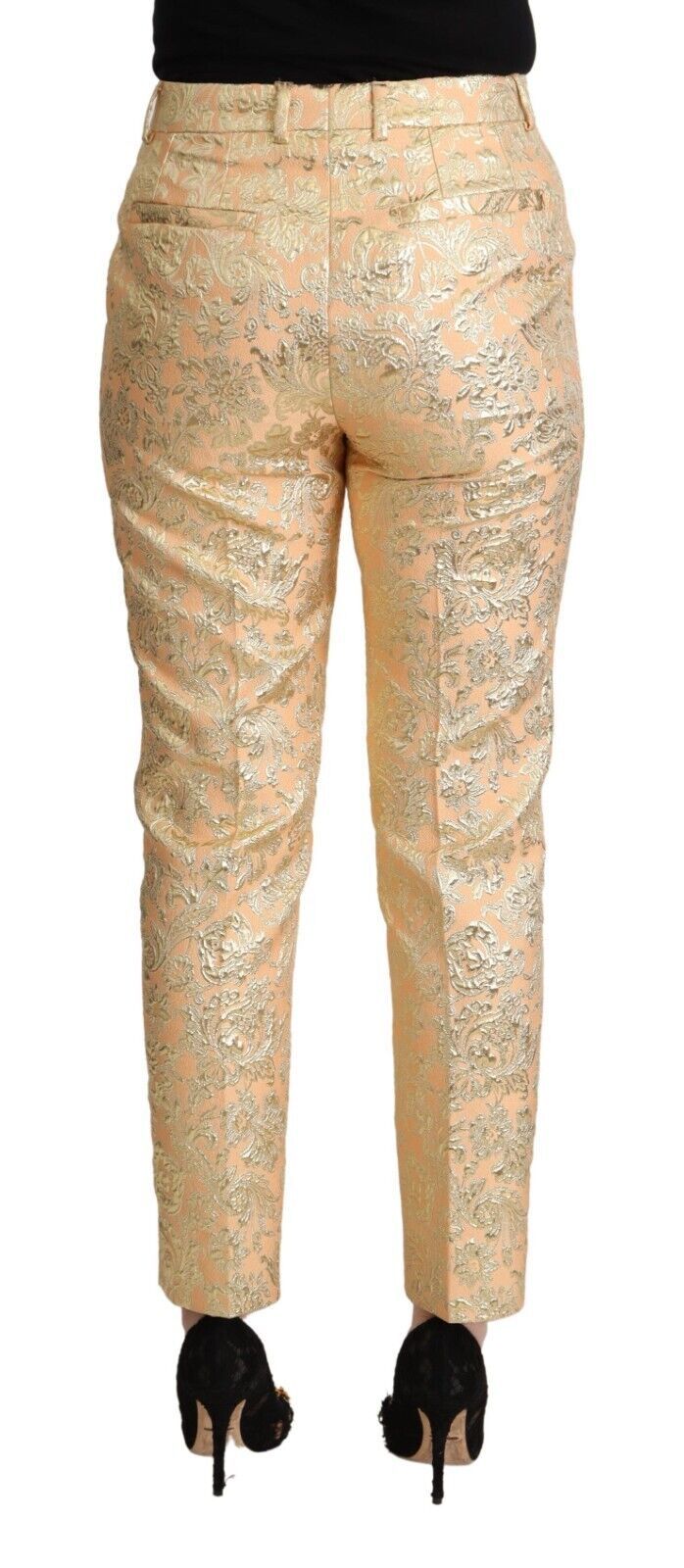 Pantalon élégant en brocart rose taille haute Dolce &amp; Gabbana