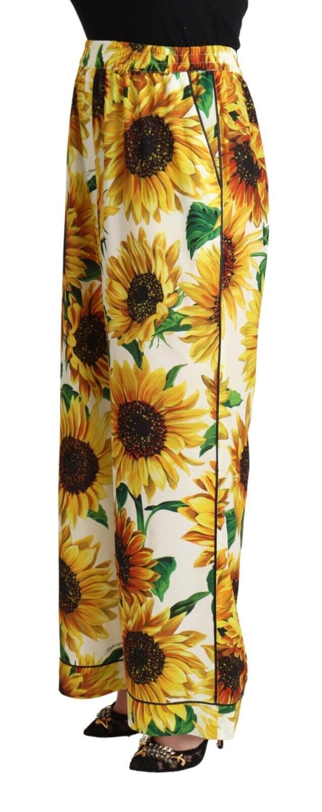 Dolce & Gabbana Elegant Sunflower Wide Leg Pants