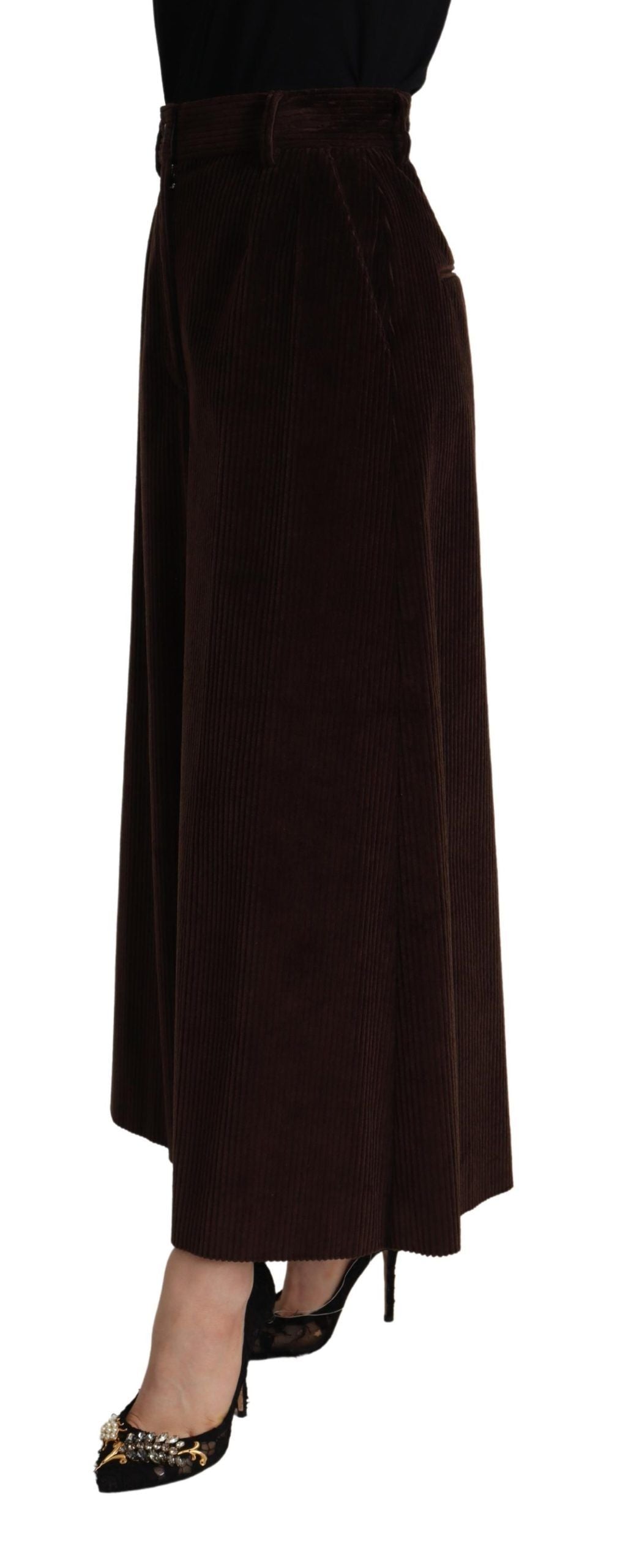 Pantalon en velours côtelé taille haute bordeaux chic Dolce &amp; Gabbana