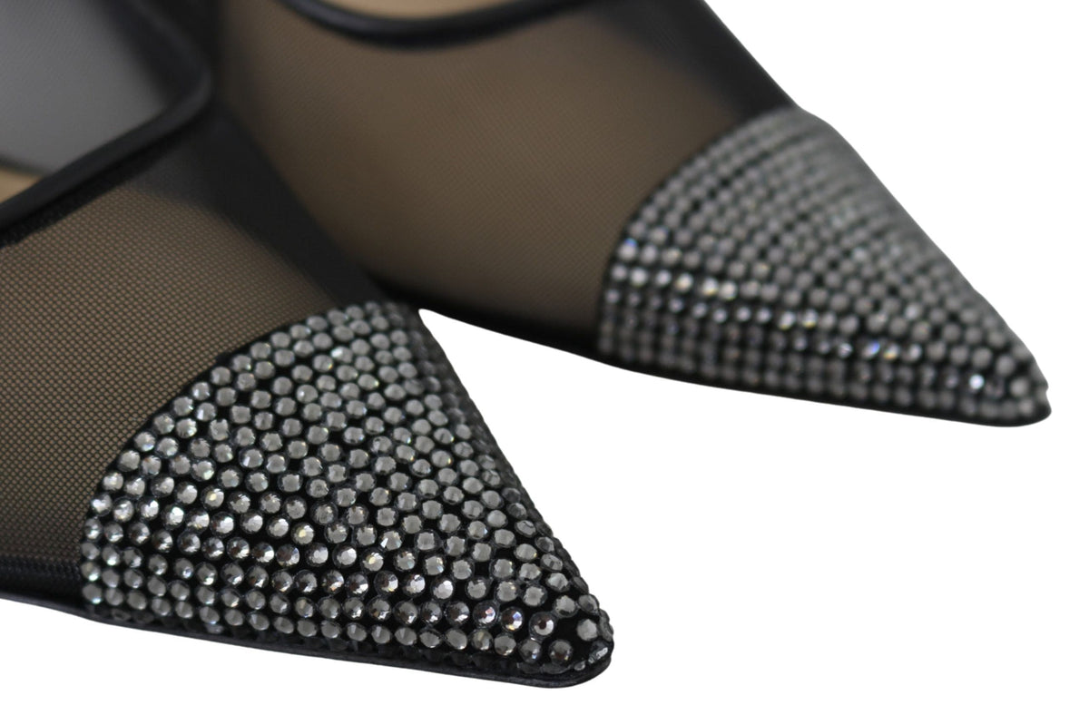 Escarpins Jimmy Choo élégants en maille noire et cristaux